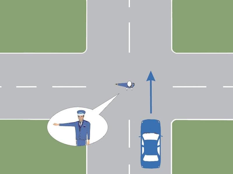 Cum veţi proceda la semnalul poliţistului, atunci când conduceţi autoturismul din imagine? Cum veţi proceda la semnalul poliţistului, atunci când conduceţi autoturismul din imagine?