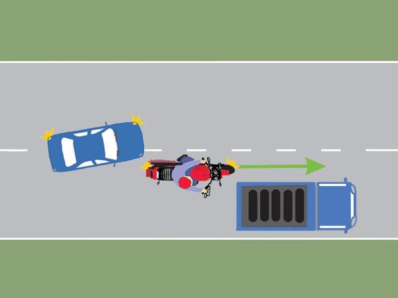 Conduceţi autoturismul albastru. V-aţi angajat corect în depăşirea motocicletei? Conduceţi autoturismul albastru. V-aţi angajat corect în depăşirea motocicletei?