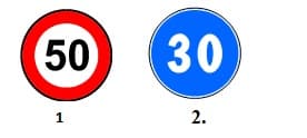 In zona de actiune a caruia dintre indicatoarele alaturate puteti circula cu o viteza mai mare de 45 km/h?