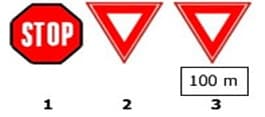 Care dintre indicatoarele alaturate le puteti intalni la intrarea intr-o intersectie?
