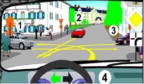In ce ordine vor trece prin intersectie autovehiculele din imagine?