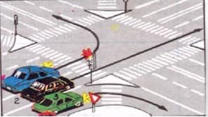 Dintre cei trei conducatori auto, care va trebui sa opreasca la semnalul de culoare rosie al semaforului ?