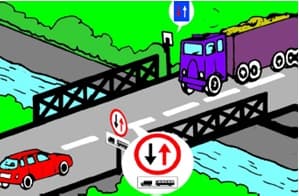 Cum trebuie sa procedeze conducatorul autoturismului din imagine, daca se afla in situatia prezentata?