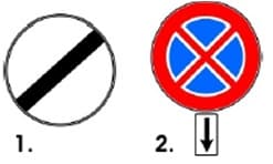Care dintre cele doua indicatoare confirma terminarea zonei in care a fost interzisa numai oprirea autovehiculelor?