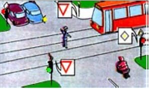 Ce vehicule au voie sa intre in intersectie? Ce vehicule au voie sa intre in intersectie?