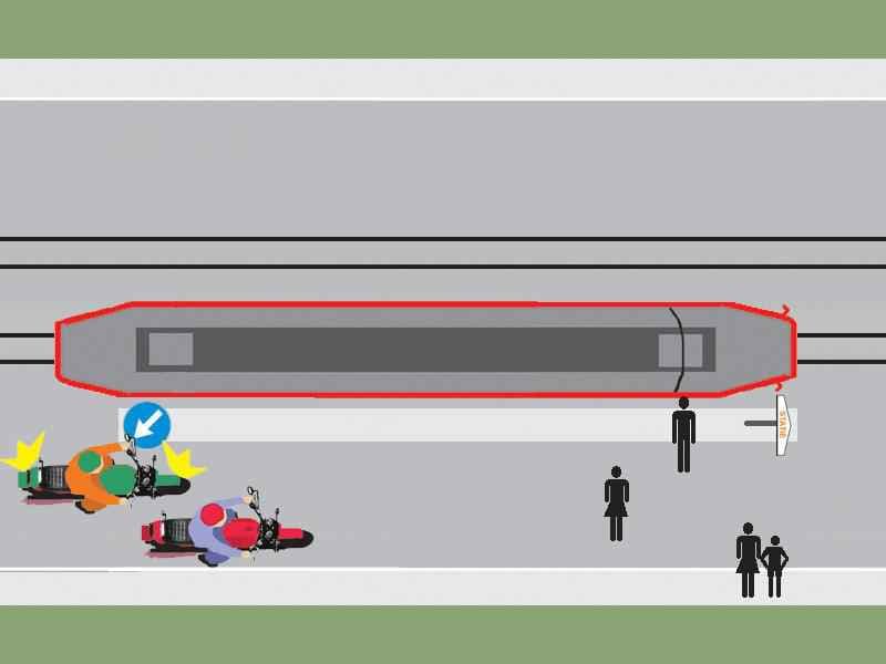 Motociclistul din imaginea alăturată depăşeşte regulamentar?