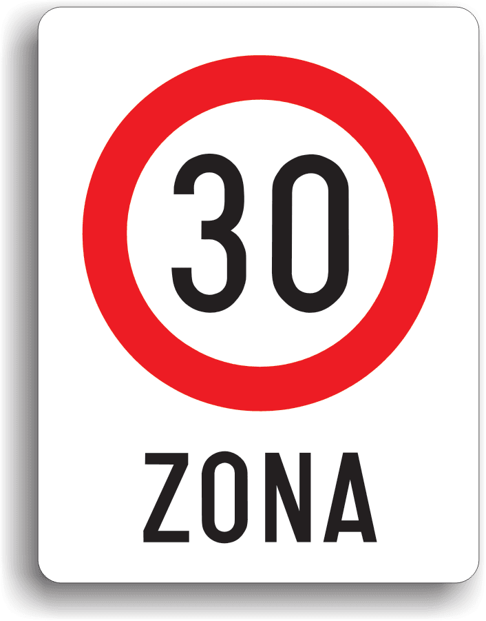 Este instalat în zona în care viteza de circulație trebuie limitată la 30 km/h.