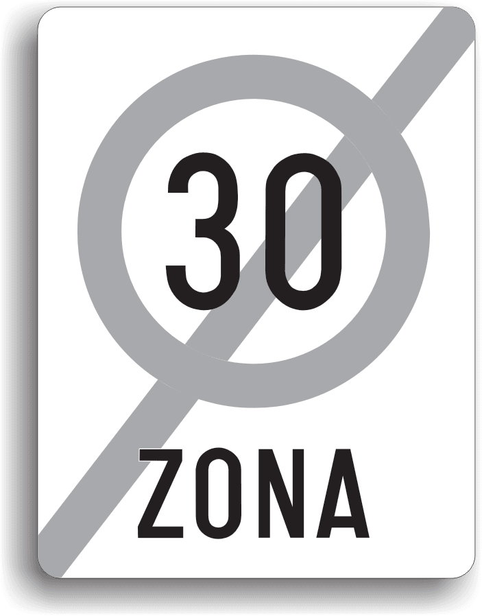 Sfârșitul zonei cu viteza limitată la 30 km/h
