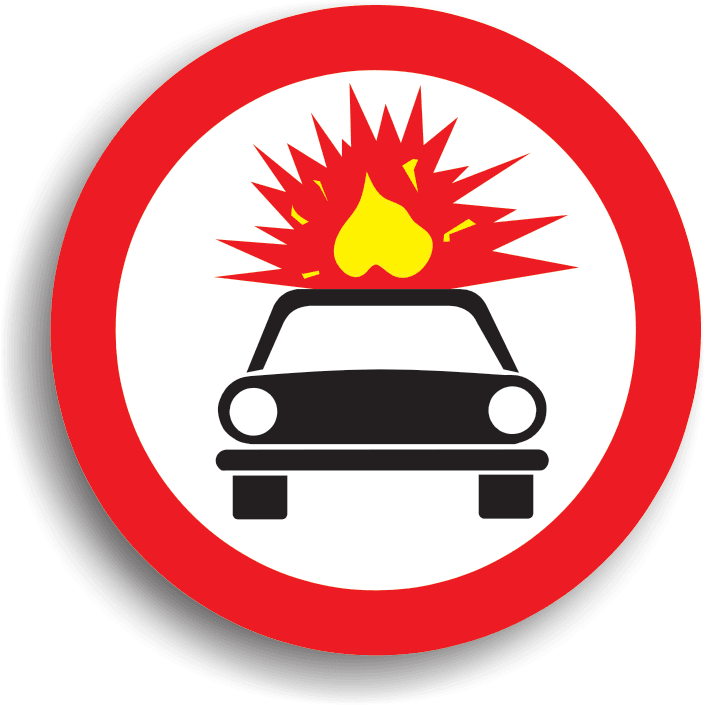 Se montează în locul în care accesul vehiculelor care transportă substanțe explozive sau ușor inflamabile este interzis (în general în zonele intens populate sau în zonele unde prezența unor astfel de substanțe ar constitui un pericol).