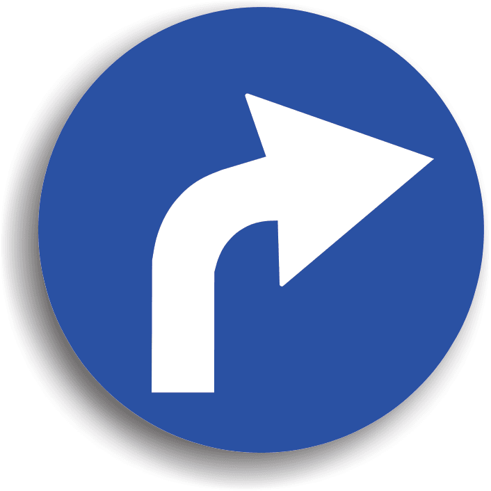 Se amplasează înaintea intrării într-o intersecție, obligând conducătorul auto să vireze pe direcția indicată de săgeată, după ocolirea indicatorului. Zona de acțiune a acestui indicator o constituie intersecția înaintea căreia este instalat. Efectuându-se un viraj, este obligatorie reducerea vitezei la maxim 30 km/h în localitate, respectiv maxim 50 km/h în afara localității.