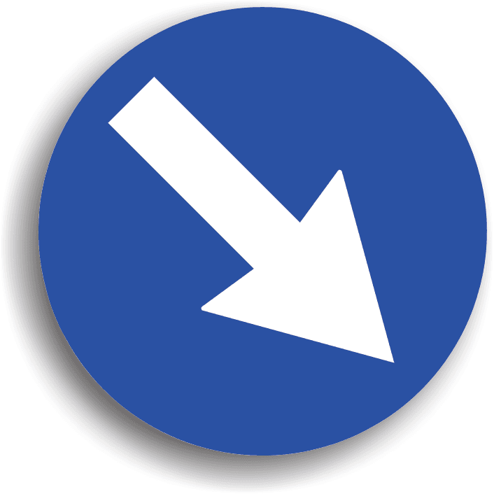 Indicatorul din imaginea alăturată se amplasează înaintea unui obstacol aflat pe partea carosabilă, pe care conducătorul auto trebuie să îl ocolească în sensul indicat de săgeată. Refugiile stațiilor de tramvai sunt semnalizate cu astfel de indicatoare.