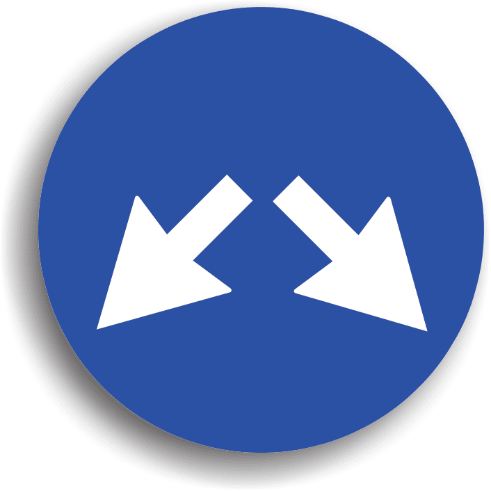 Indicatorul din imaginea alăturată se amplasează înaintea unui obstacol aflat pe partea carosabilă, pe care conducătorul auto poate să îl ocolească pe ambele părți. Refugiile stațiilor de tramvai sunt semnalizate cu astfel de indicatoare.