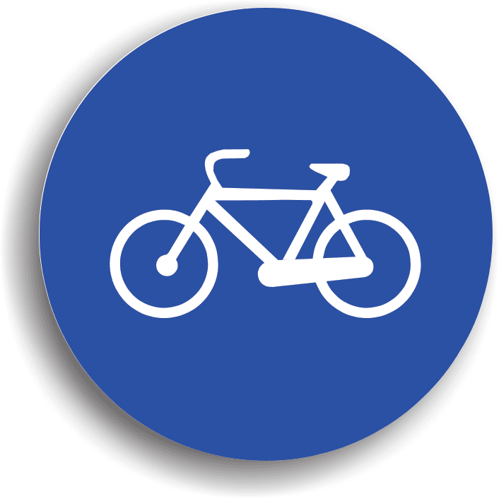 Are rolul de a preciza începutul unei piste de biciclete pe care este permisă numai circulația bicicletelor. Indicatorul se montează și la intersecția pistei cu un drum public.