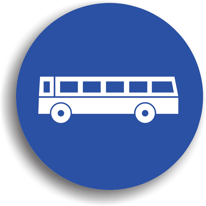Indicatorul de reglementare – Drum obligatoriu pentru categoria de vehicule se amplasează la începutul segmentelor de drum unde este permisă doar circulația vehiculelor care apar pe indicator, cum este autobuzul din cazul de față.