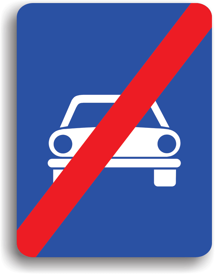 Conducătorul auto va întâlni acest indicator la ieșirea de pe drumurile pe care este permisă doar circulația autovehiculelor.