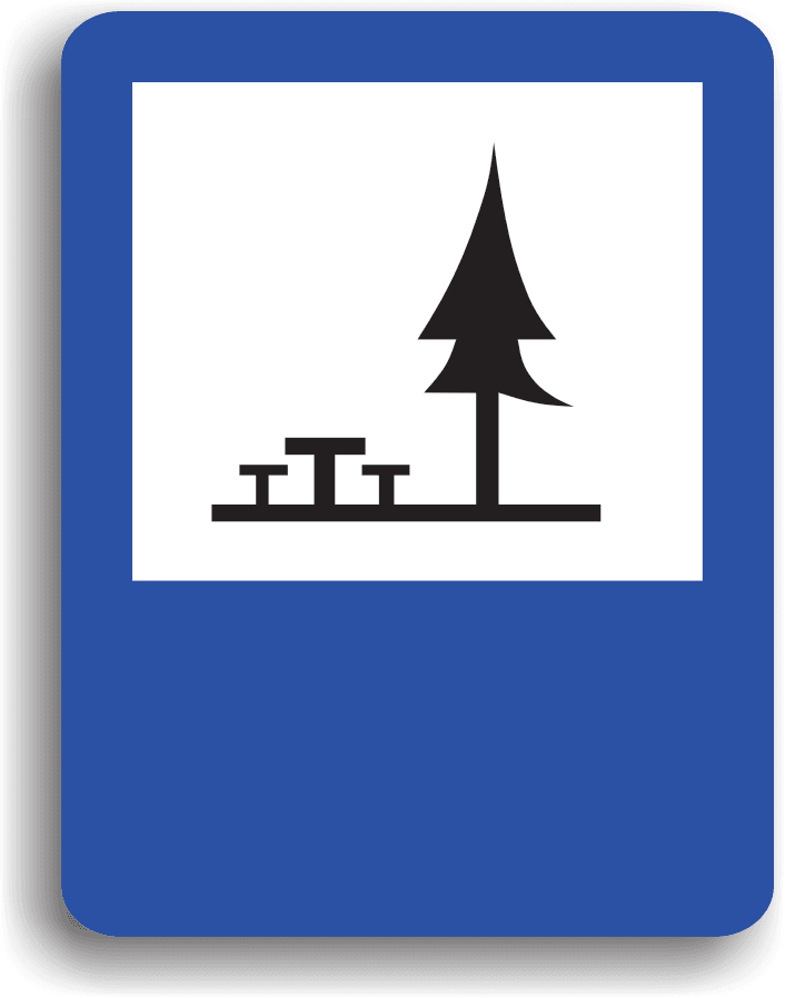 Are rolul de a informa că în apropiere se află un teren special amenajat pentru popasuri.