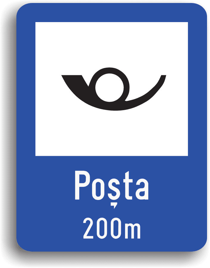 Acest indicator se montează la 200 m de o poștă.