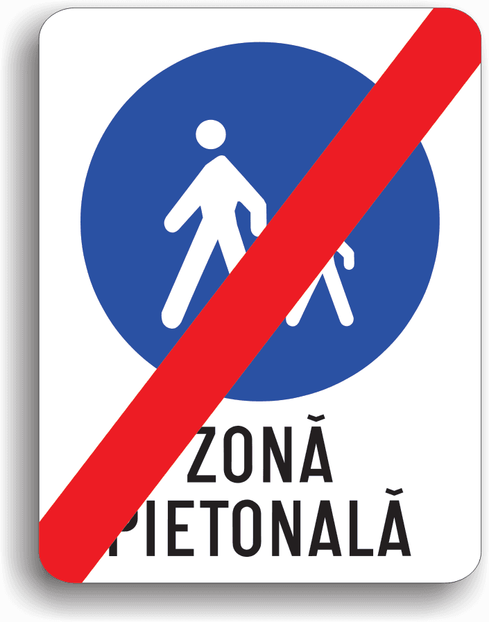 Are rolul de a preciza sfârșitul zonei pietonale.