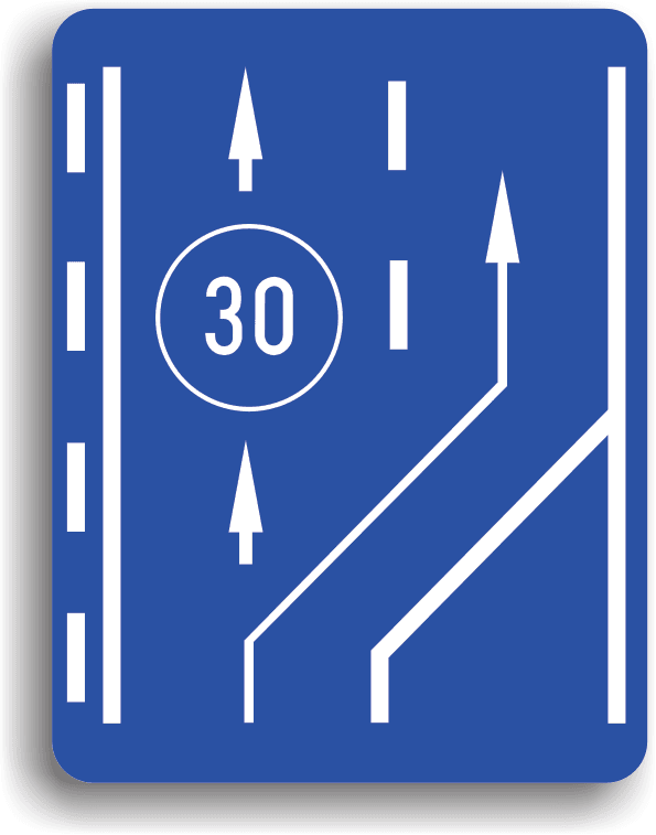 Este amplasat pe drumurile publice și are rolul de a orienta conducătorii auto asupra benzii pe care se deplasează vehiculele lente, cu viteze mai mici decât cea inscripționată pe panou.