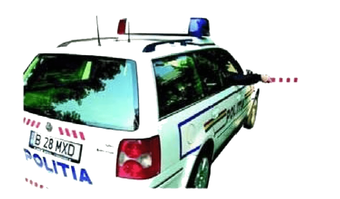 Balansarea bastonului reflectorizant sau a brațului semnifică oprire: a) dat din partea dreaptă a vehiculului poliției - pentru cei din spate; b) dat din partea stângă a vehiculului poliției - pentru cei din față sau cei care circulă pe banda/benzile din stânga în același sens