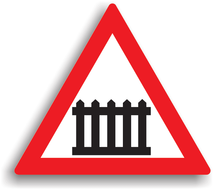 Se amplasează la 50 m (în localitate) / 150 m (în afara localităților) înainte de trecerea la nivel cu o cale ferată cu bariere sau semibariere. Conducătorul auto este obligat să reducă viteza la întâlnirea acestui indicator (la mai puțin de 50 m). În localitate, amplasarea indicatorului se va face pe același stâlp cu panoul suplimentar cu o dungă roșie oblică, iar în afara localității pe panoul suplimentar cu trei dungi roșii oblice.