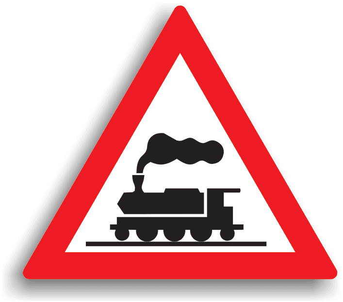 Se amplasează la 50 m (în localitate) / 150 m (în afara localităților) înainte de trecerea la nivel cu o cale ferată fără bariere. La întâlnirea acestui indicator, conducătorul auto este obligat să oprească pentru a se asigura, înainte de a traversa calea ferată.