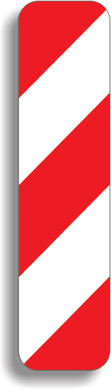 Avertizează conducătorul de vehicul că obstacolul întâlnit se va ocoli pe partea stângă.