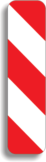 Avertizează conducătorul de vehicul că obstacolul întâlnit se va ocoli pe partea dreaptă.