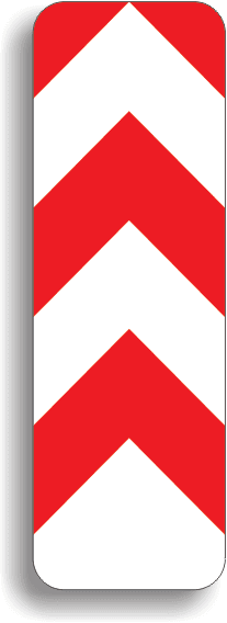 Avertizează conducătorul de vehicul că va întâlni obstacole pe drumul public, care pot fi ocolite pe ambele părți (stânga sau dreapta).