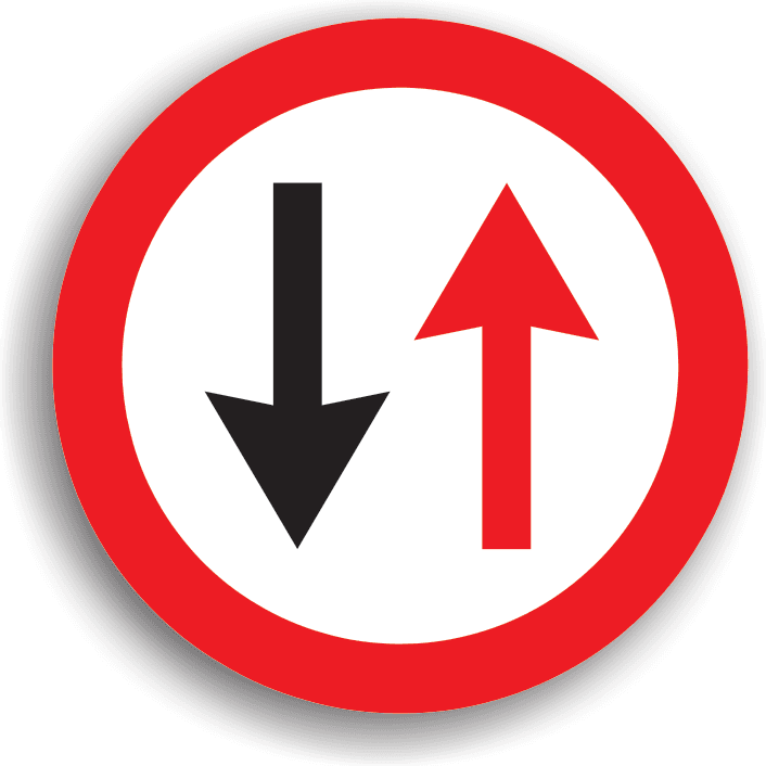 Se montează pe sectoarele de drum îngustat unde nu au loc să circule două vehicule unul pe lângă celălalt, fiind precedat de indicatorul "Drum îngustat". La întâlnirea acestui indicator, conducătorul autovehiculului pierde prioritatea față de toate autovehiculele care circulă din sens opus. Acest indicator poate fi însoțit și de un panou adițional pe care sunt precizate categoriile de autovehicule cărora li se adresează acest indicator.