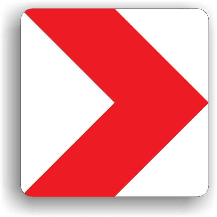 Se instalează câte 5 astfel de panouri în curbe cu raze mai mici de 100 m sau în curbe periculoase precedate de aliniamente mai lungi de 1000 m. Sunt amplasate în zona exterioară a curbelor, vârful săgeților indicând sensul virajului.