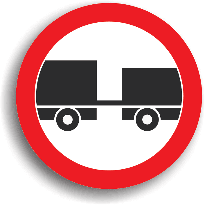 Accesul interzis autovehiculelor cu remorcă, cu excepția celor cu semiremorcă sau cu remorcă cu o osie