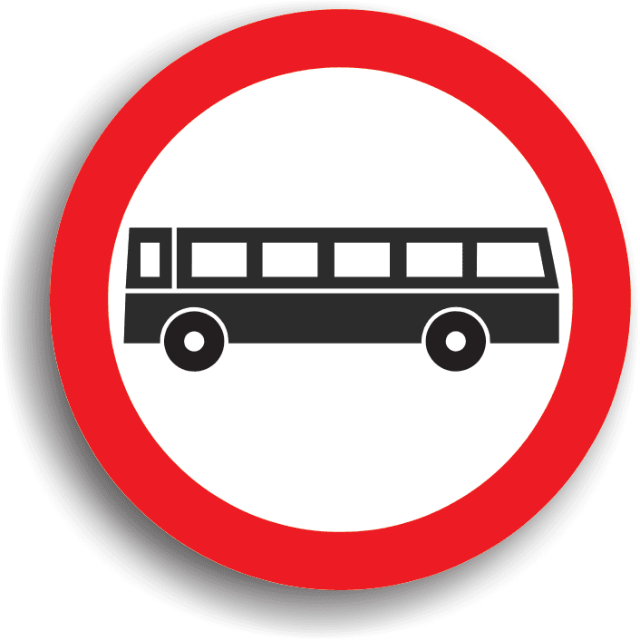 Se montează la intrarea pe drumurile publice pe care accesul autobuzelor este interzis.