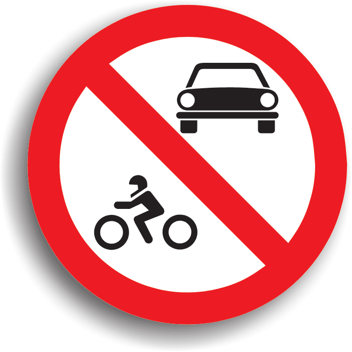 Se amplasează la intrarea pe drumurile publice pe care accesul vehiculelor cu motor este interzis. Permite accesul celor fără motor.