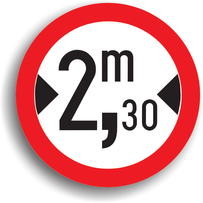 Accesul interzis vehiculelor cu lățimea mai mare de ... m