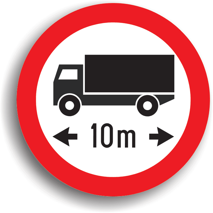Accesul interzis autovehiculelor sau ansamblurilor de vehicule cu lungimea mai mare de ... m