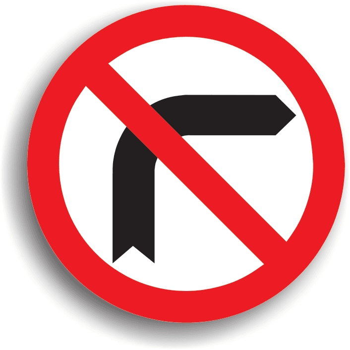 Se află instalat înaintea intersecției în care se interzice virajul la dreapta, deoarece pe drumul respectiv circulația se desfășoară într-un singur sens sau întrucât executarea virajului ar pune în pericol ceilalți participanți la trafic. Zona de acțiune a indicatorului se termină după prima intersecție.