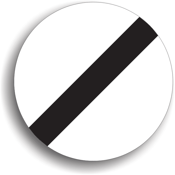 Se montează în zona în care se termină o restricție. La întâlnirea lui se sfârșesc doar trei restricții: limitarea de viteză, depășirea interzisă și claxonatul interzis.