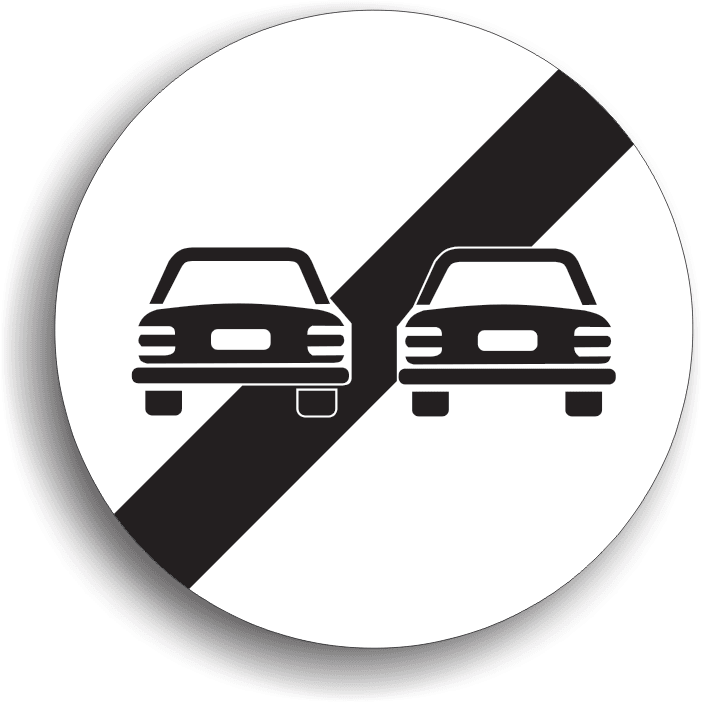 Este instalat în zona în care se termină interzicerea de a depăși.