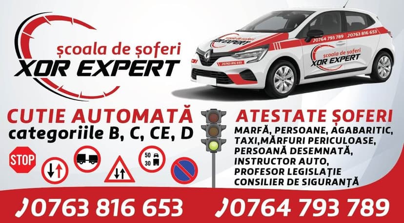 Carte de vizita - Școala de Șoferi Auto XOR Expert Carte de vizita - Școala de Șoferi Auto XOR Expert