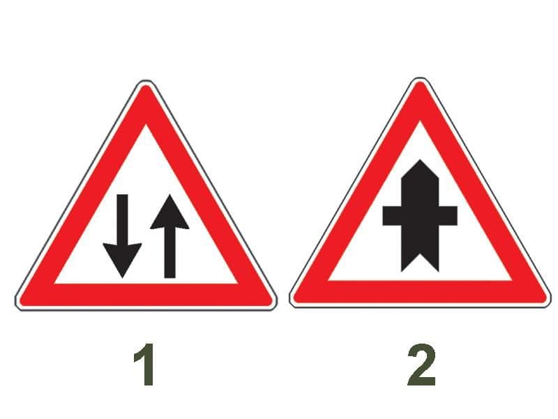 Care dintre cele două indicatoare avertizează conducătorii de motociclete că au prioritate? Care dintre cele două indicatoare avertizează conducătorii de motociclete că au prioritate?