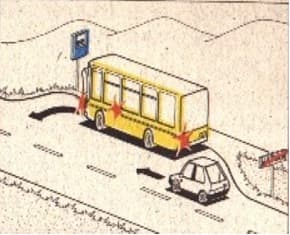 Cum trebuie sa procedati daca in situatia alaturata va aflati la volanul autoturismului, si observati ca autobuzul a inceput sa semnalizeze ? Cum trebuie sa procedati daca in situatia alaturata va aflati la volanul autoturismului, si observati ca autobuzul a inceput sa semnalizeze ?