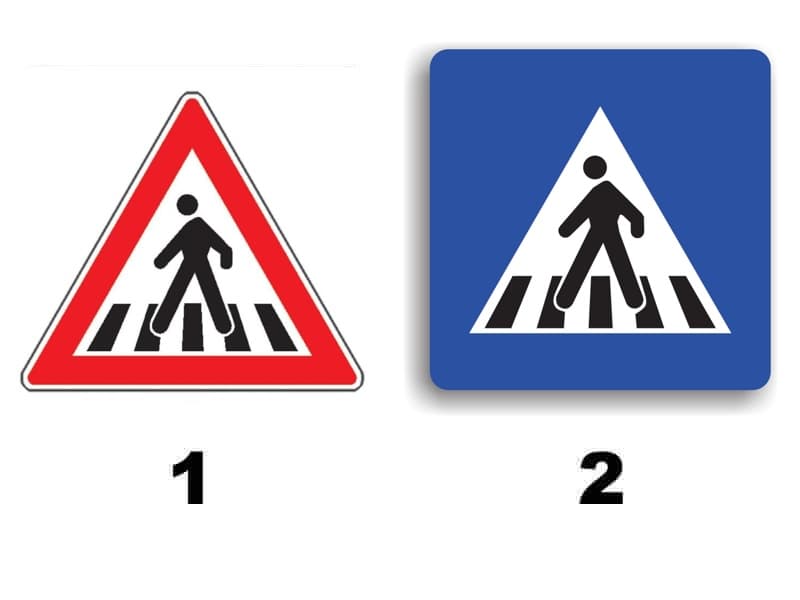 Care dintre cele 2 indicatoare creează obligația de a acorda prioritate pietonilor Care dintre cele 2 indicatoare creează obligația de a acorda prioritate pietonilor