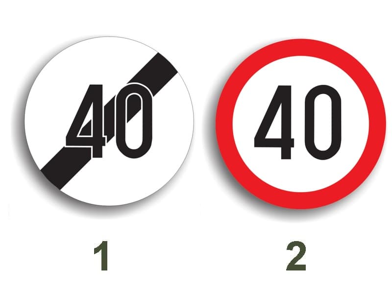 Care dintre indicatoare interzice circulația cu o viteză mai mare de 40 km/h? Care dintre indicatoare interzice circulația cu o viteză mai mare de 40 km/h?