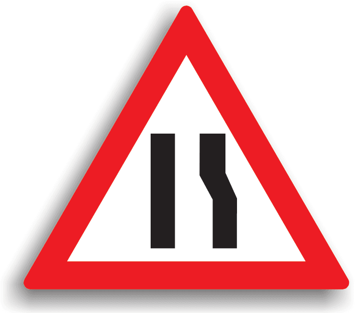 Se amplasează la 100-200 m de locul în care sectorul de drum începe să se îngusteze pe partea dreaptă cu cel puțin jumătate de metru. La întâlnirea acestui indicator, conducătorul auto poate, preventiv, să reducă viteza, iar manevrele de oprire, staționare, mersul înapoi și întoarcerea sunt interzise. Depășirea este permisă. Se amplasează la 100-200 m de locul în care sectorul de drum începe să se îngusteze pe partea dreaptă cu cel puțin jumătate de metru. La întâlnirea acestui indicator, conducătorul auto poate, preventiv, să reducă viteza, iar manevrele de oprire, staționare, mersul înapoi și întoarcerea sunt interzise. Depășirea este permisă.