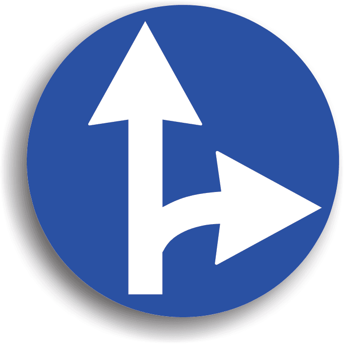 Conducătorul auto va întâlni acest indicator înaintea intrării într-o intersecție, obligând conducătorul auto să circule pe una dintre direcțiile indicate de săgeți. Acționează doar în intersecția înaintea căreia este instalat. Conducătorul auto va întâlni acest indicator înaintea intrării într-o intersecție, obligând conducătorul auto să circule pe una dintre direcțiile indicate de săgeți. Acționează doar în intersecția înaintea căreia este instalat.
