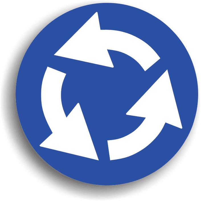 Se amplasează înaintea unei intersecții cu sens giratoriu sau pe zona circulară din mijlocul intersecției. Se circulă în sensul indicat de săgeți, ocolind insula, în afara situației când virăm stânga. Oprirea și staționarea sunt interzise, depășirea este permisă, întoarcerea este permisă numai prin ocolirea insulei. La întâlnirea acestui indicator, conducătorul auto este obligat să acorde prioritate vehiculelor care circulă în interiorul intersecției. Se amplasează înaintea unei intersecții cu sens giratoriu sau pe zona circulară din mijlocul intersecției. Se circulă în sensul indicat de săgeți, ocolind insula, în afara situației când virăm stânga. Oprirea și staționarea sunt interzise, depășirea este permisă, întoarcerea este permisă numai prin ocolirea insulei. La întâlnirea acestui indicator, conducătorul auto este obligat să acorde prioritate vehiculelor care circulă în interiorul intersecției.