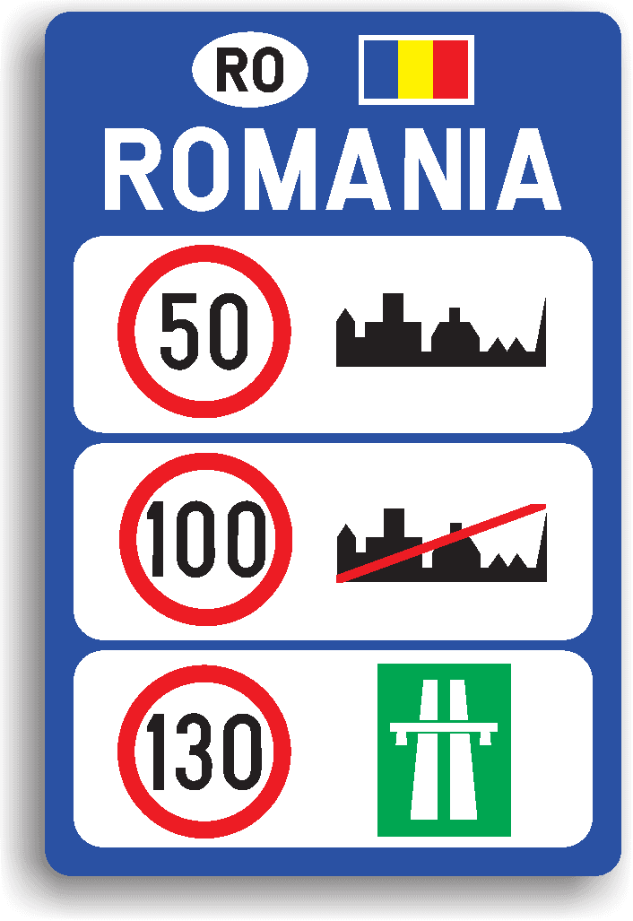 Se instalează după trecerea frontierei unui stat. Are rolul de a informa conducătorul de vehicul care sunt limitele generale de viteză aplicabile diferitelor categorii de drumuri. Se instalează după trecerea frontierei unui stat. Are rolul de a informa conducătorul de vehicul care sunt limitele generale de viteză aplicabile diferitelor categorii de drumuri.
