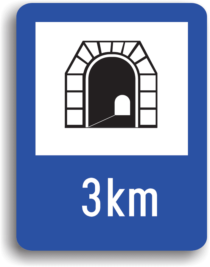 Se montează la intrarea într-un tunel. Pe indicator poate fi înscrisă și lungimea tunelului. Se aprind obligatoriu luminile de întâlnire. Toate manevrele sunt interzise cu excepția depășirii vehiculelor fără motor, motocicletelor fără ataș și mopedelor, când vizibilitatea este peste 20 m și lățimea drumului este cel puțin 7 m. Se montează la intrarea într-un tunel. Pe indicator poate fi înscrisă și lungimea tunelului. Se aprind obligatoriu luminile de întâlnire. Toate manevrele sunt interzise cu excepția depășirii vehiculelor fără motor, motocicletelor fără ataș și mopedelor, când vizibilitatea este peste 20 m și lățimea drumului este cel puțin 7 m.