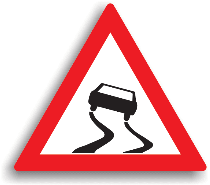 Se află montat la 100-200 m de sectorul periculos. Conducătorului auto îi este recomandat să reducă viteza, să circule cu atenție sporită, să nu bruscheze volanul și comenzile autovehiculului, și să evite folosirea frânelor. Dacă drumul este acoperit cu polei, zăpadă bătătorită, mâzgă sau piatră cubică umedă, conducătorul auto este obligat să reducă viteza la max. 30 km/h în localitate și max. 50 km/h în afara localității. Se află montat la 100-200 m de sectorul periculos. Conducătorului auto îi este recomandat să reducă viteza, să circule cu atenție sporită, să nu bruscheze volanul și comenzile autovehiculului, și să evite folosirea frânelor. Dacă drumul este acoperit cu polei, zăpadă bătătorită, mâzgă sau piatră cubică umedă, conducătorul auto este obligat să reducă viteza la max. 30 km/h în localitate și max. 50 km/h în afara localității.